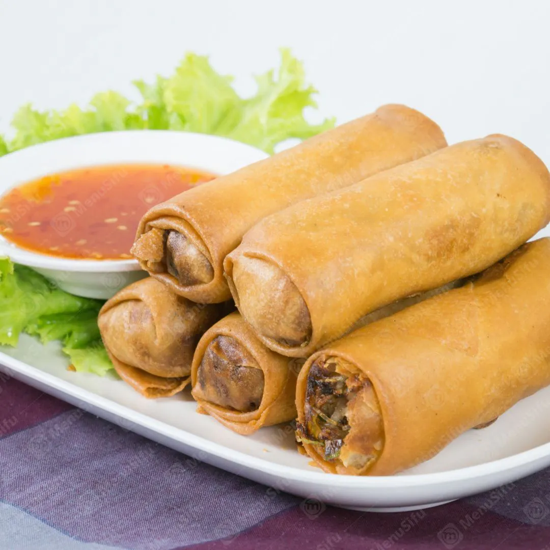 Crispy egg rolls with sweet chili dipping sauce at Asian Palace II, a Chinese Restaurant in Bangor